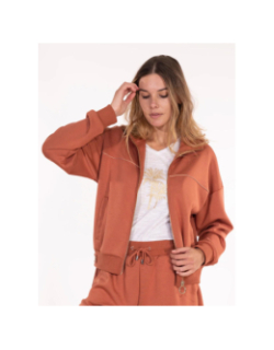 Sweat zippée à col droit alice marron femme - Happy & So