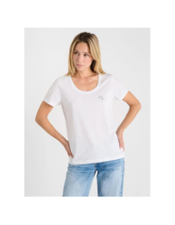 T-shirt rayures brillantes edwige blanc femme - Le Temps Des Cerises