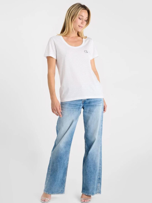 T-shirt rayures brillantes edwige blanc femme - Le Temps Des Cerises