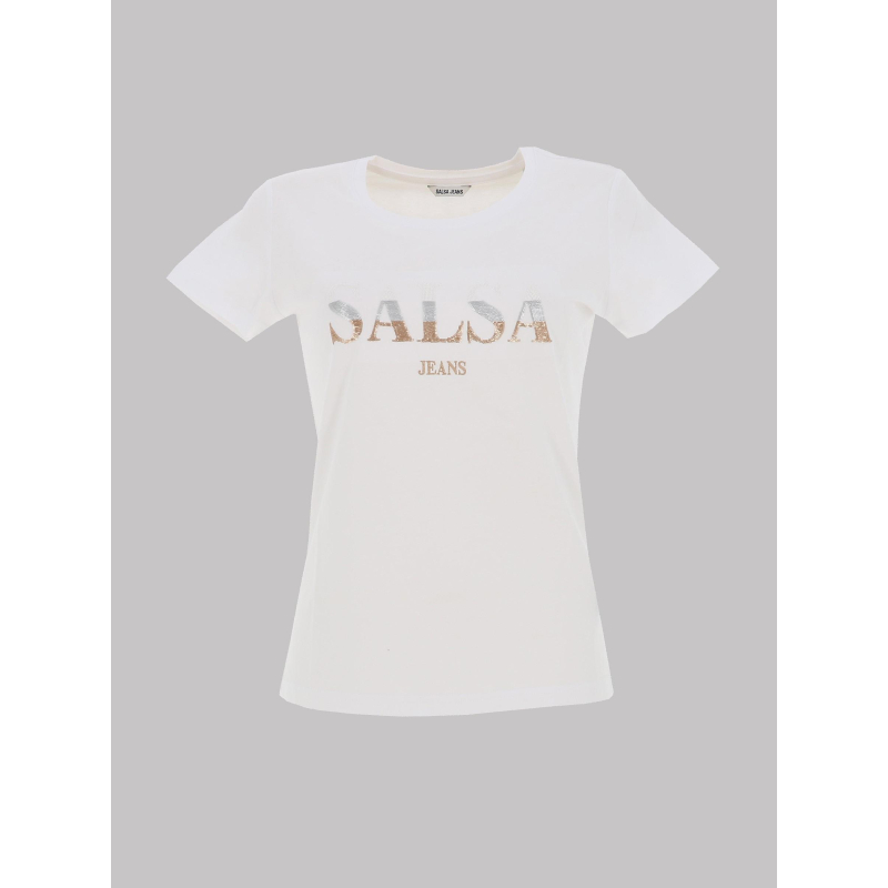 T-shirt logo à sequins blanc femme - Salsa