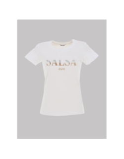 T-shirt logo à sequins blanc femme - Salsa