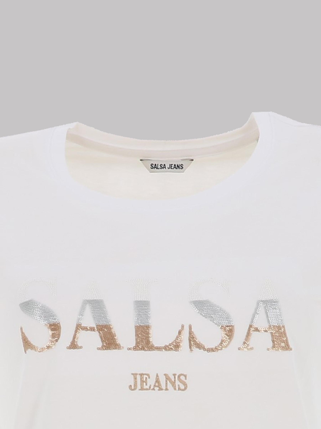 T-shirt logo à sequins blanc femme - Salsa