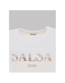 T-shirt logo à sequins blanc femme - Salsa