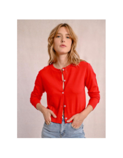 Gilet cardigant uni rouge femme - Molly Bracken