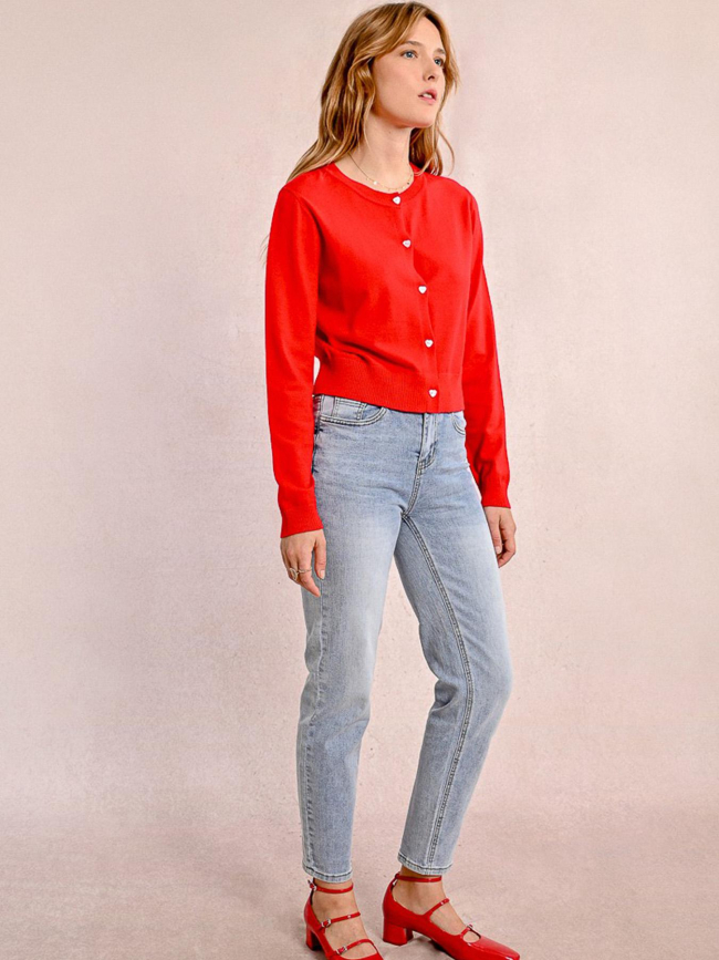Gilet cardigant uni rouge femme - Molly Bracken