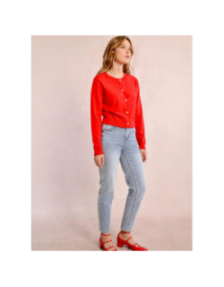 Gilet cardigant uni rouge femme - Molly Bracken