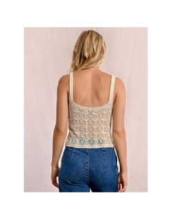 Débardeur pailleté ajouré beige femme - Molly Bracken