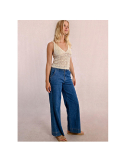 Débardeur pailleté ajouré beige femme - Molly Bracken