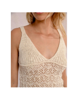 Débardeur pailleté ajouré beige femme - Molly Bracken