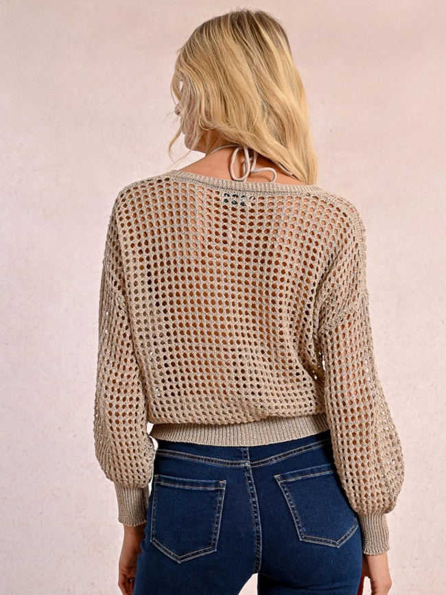 Pull pailleté ajouré marron femme - Molly Bracken