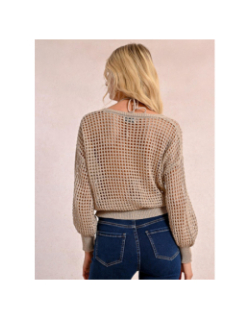 Pull pailleté ajouré marron femme - Molly Bracken