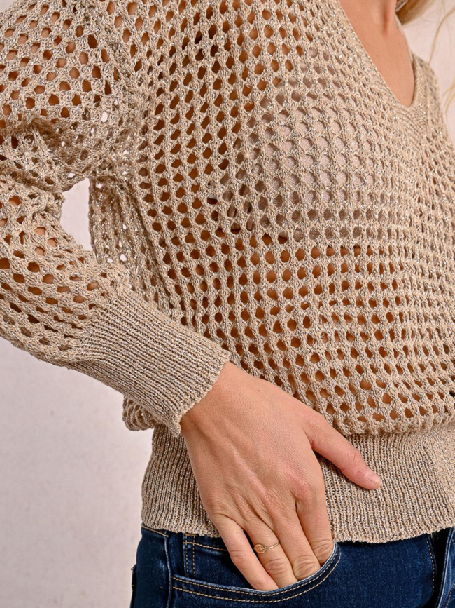Pull pailleté ajouré marron femme - Molly Bracken