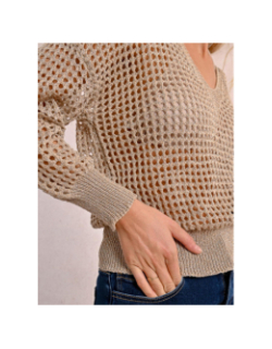 Pull pailleté ajouré marron femme - Molly Bracken
