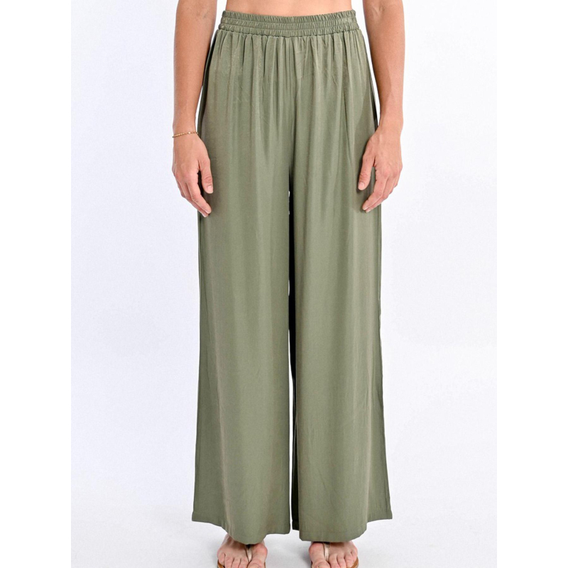 Pantalon fluide large uni kaki femme - Molly Bracken