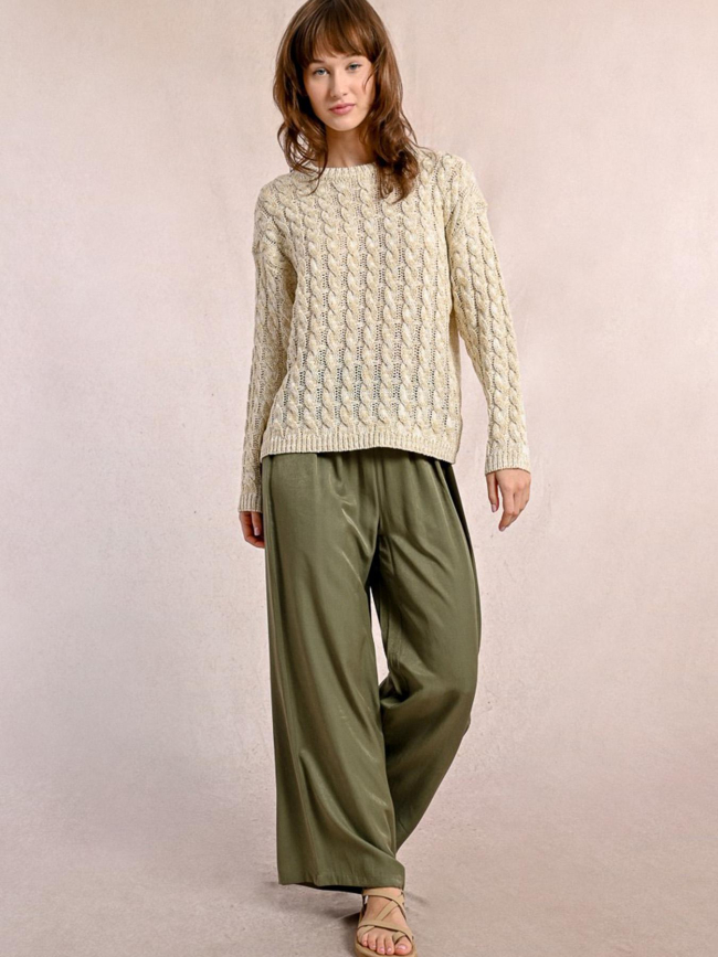 Pantalon fluide large uni kaki femme - Molly Bracken