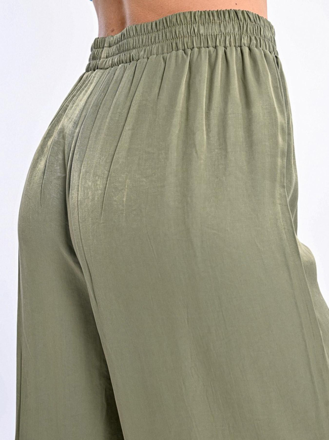 Pantalon fluide large uni kaki femme - Molly Bracken