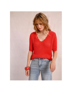 Pull pailleté manches courtes rouge femme - Molly Bracken
