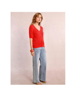 Pull pailleté manches courtes rouge femme - Molly Bracken