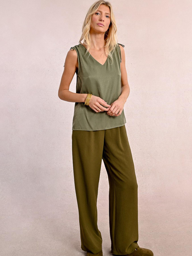 Débardeur épaules froncées kaki femme - Molly Bracken