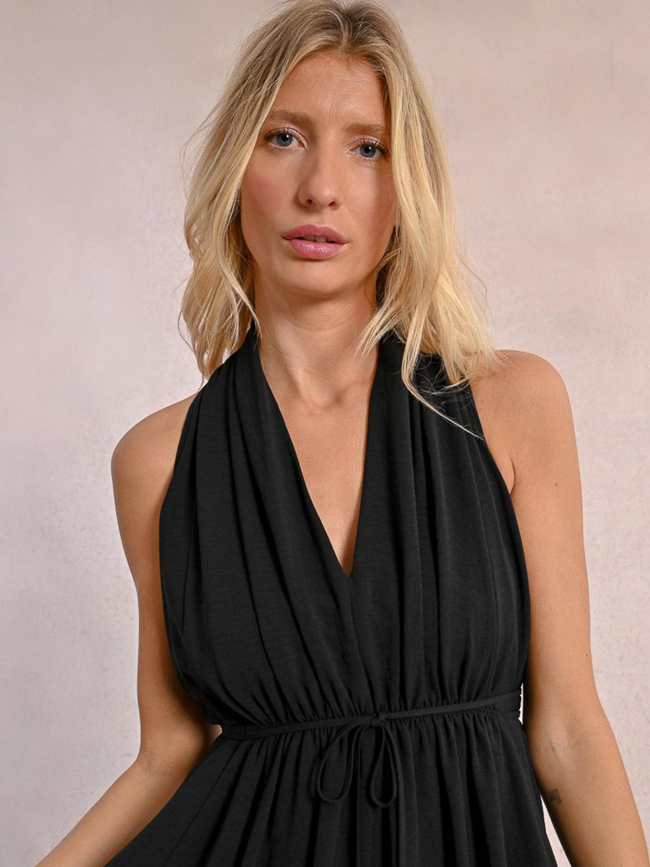 Robe mi-longue col v noir femme - Molly Bracken