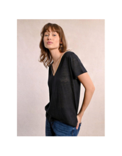 T-shirt col v doré noir femme - Molly Bracken