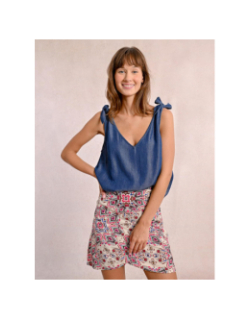 Débardeur manches nouées denim bleu femme - Molly Bracken