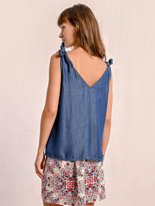 Débardeur manches nouées denim bleu femme - Molly Bracken