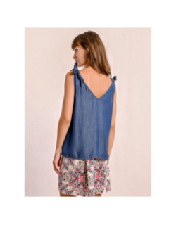 Débardeur manches nouées denim bleu femme - Molly Bracken