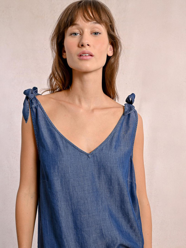 Débardeur manches nouées denim bleu femme - Molly Bracken