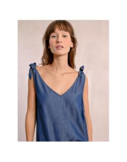 Débardeur manches nouées denim bleu femme - Molly Bracken