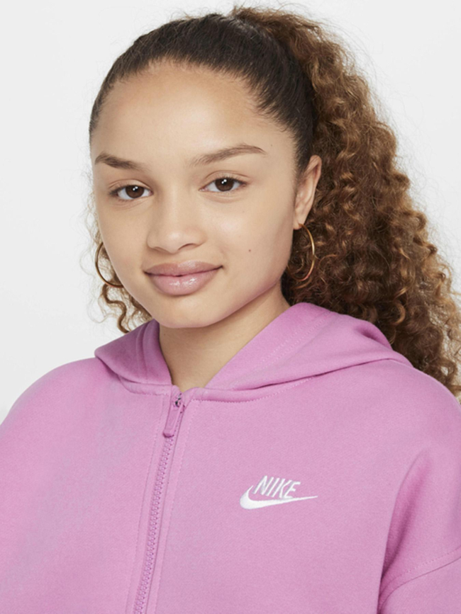 Sweat à capuche zippé oversized club fleece rose fille - Nike