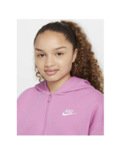 Sweat à capuche zippé oversized club fleece rose fille - Nike