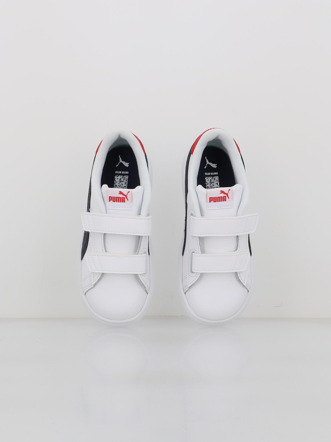 Baskets à scratch smash 3 blanc rouge enfant - Puma