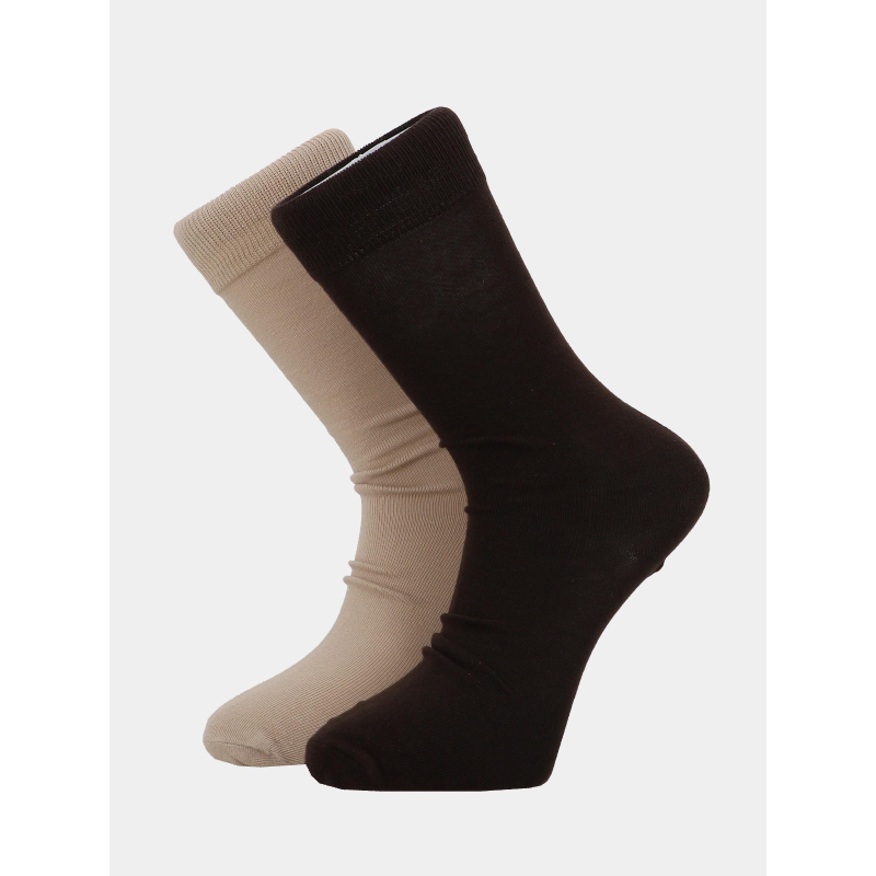 Pack de 2 paires de chaussettes hautes marron homme - Izac
