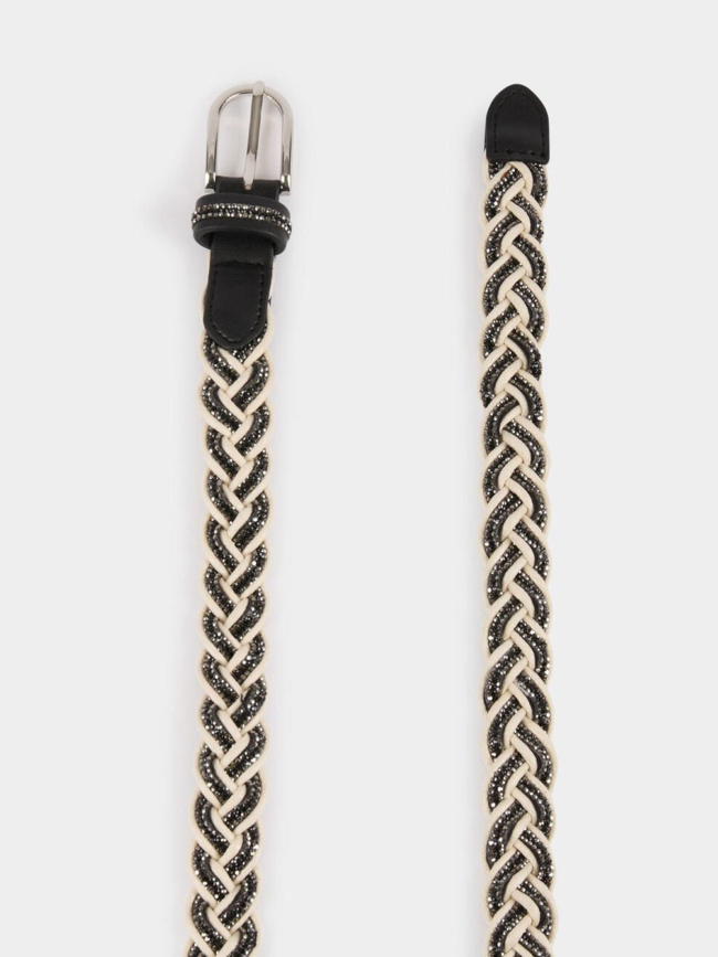 Ceinture tressée à strass noir et blanc femme - Morgan