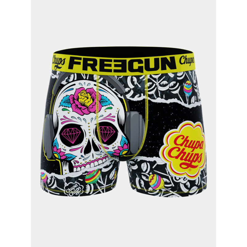 Boxer microfibre chupa chups skull noir et jaune - Freegun