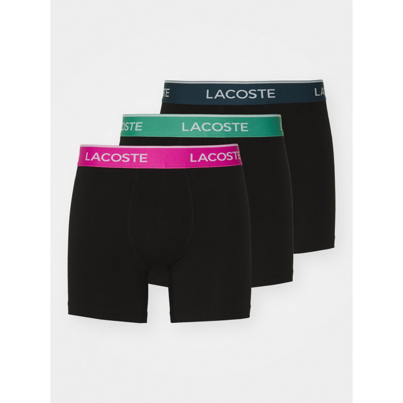 Pack de 3 boxer en coton stretch noir vert homme - Lacoste