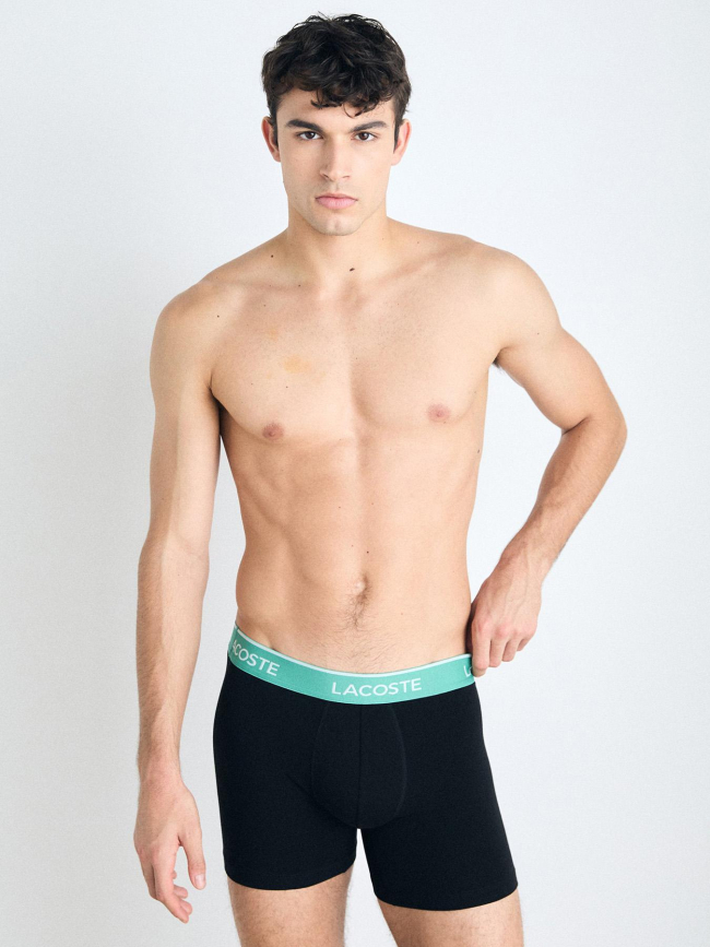 Pack de 3 boxer en coton stretch noir vert homme - Lacoste
