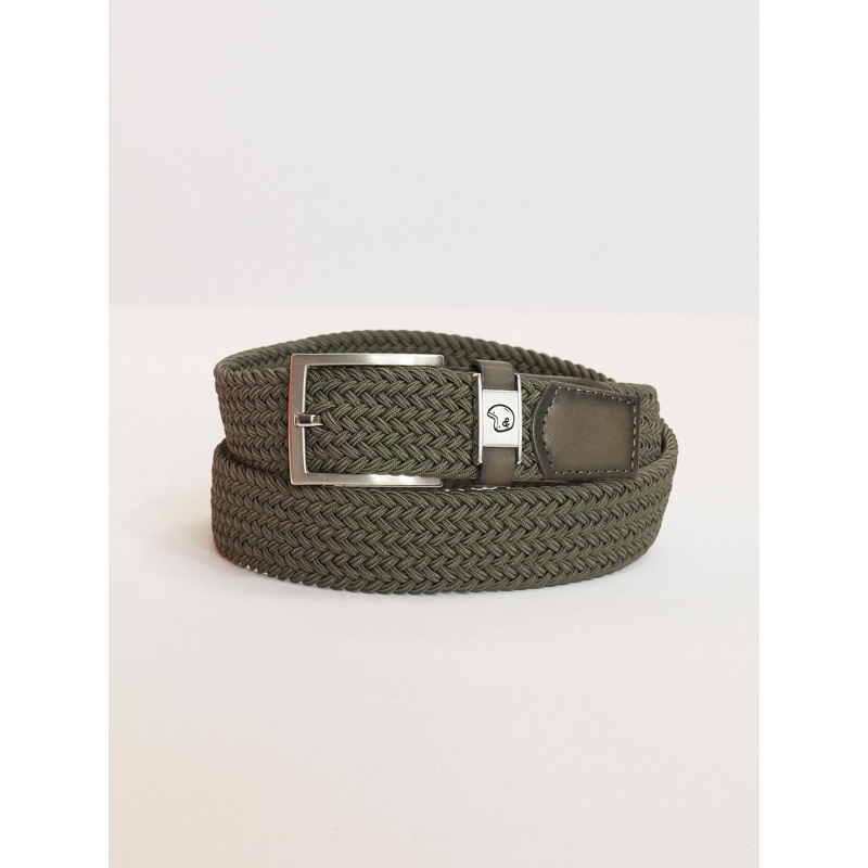 Ceinture tressée célastique vert homme - Benson & Cherry
