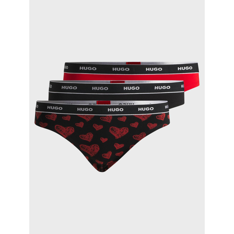 Pack de 3 strings design noir et rouge femme - Hugo