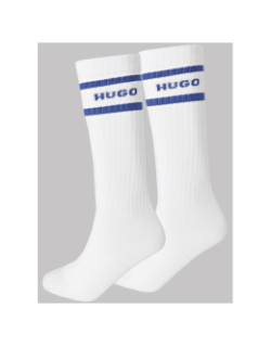 Pack de 2 paires de chaussettes hautes à rayures blanc homme - Hugo