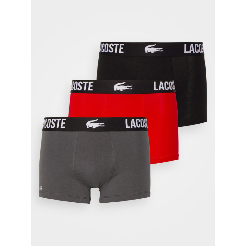 Pack de 3 boxers cotton stretch rouge noir gris homme - Lacoste