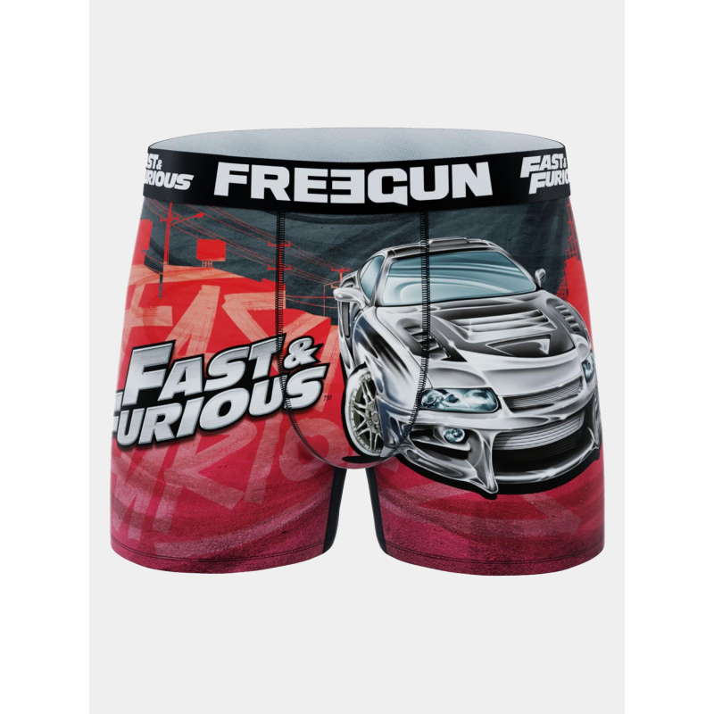 Boxer microfibre fast & furious rouge et gris garçon - Freegun