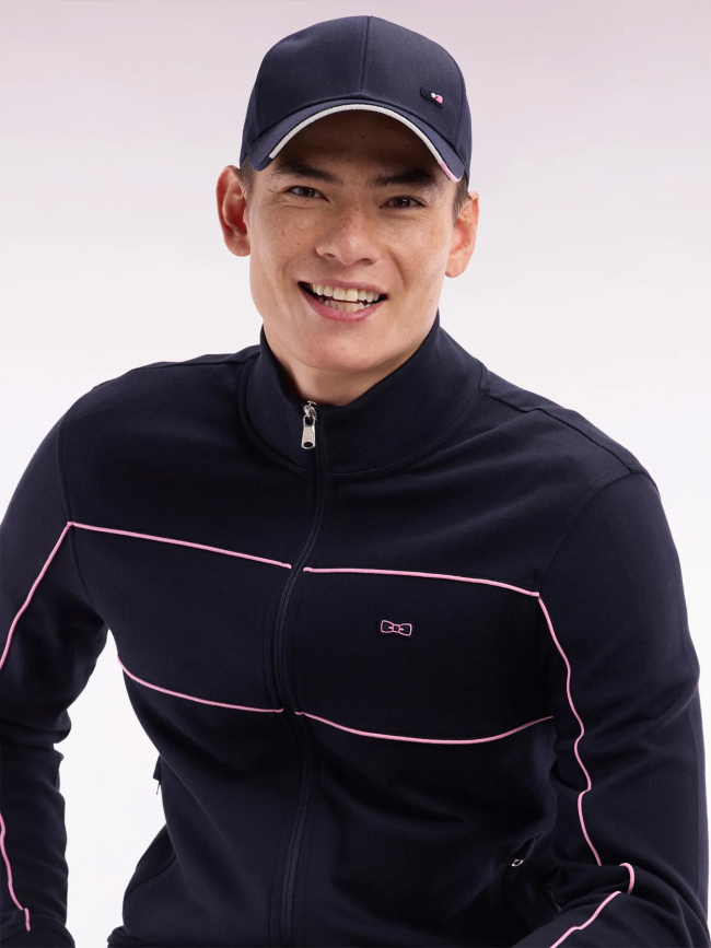 Sweat zippé en coton interlock bleu marine homme - Eden Park