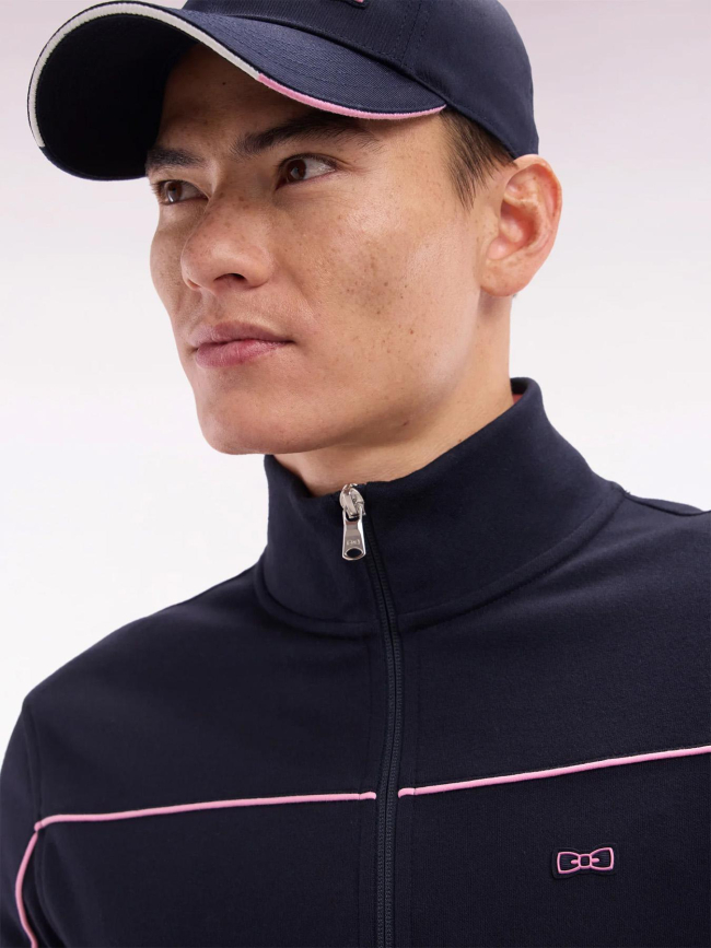 Sweat zippé en coton interlock bleu marine homme - Eden Park