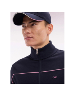 Sweat zippé en coton interlock bleu marine homme - Eden Park