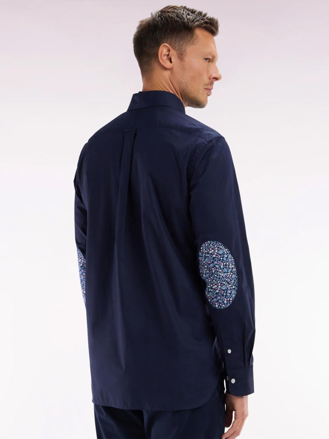 Chemise à coudières fleuries bleu marine homme - Eden Park