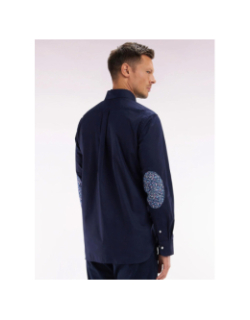 Chemise à coudières fleuries bleu marine homme - Eden Park