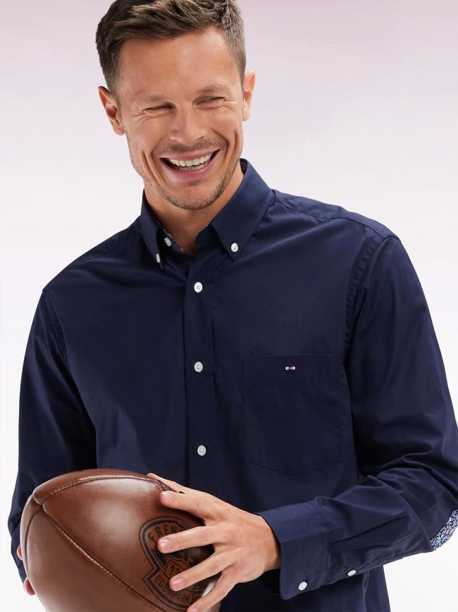 Chemise à coudières fleuries bleu marine homme - Eden Park