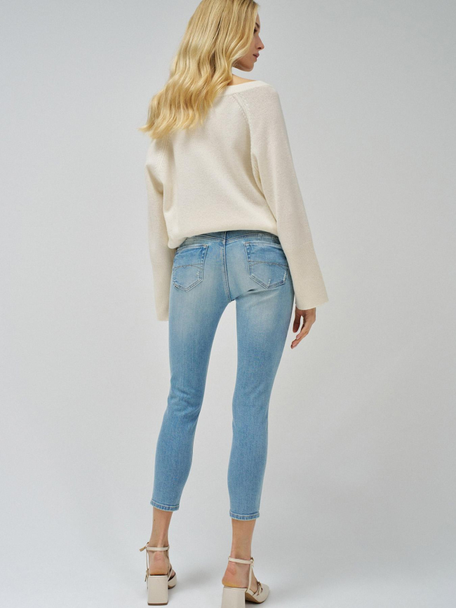 Jean cropped skinny wonder destroyed bleu femme - Salsa